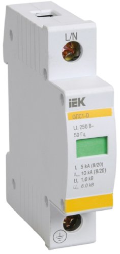 Ограничитель импульсных напряжений УЗИП IEK KARAT ОПС1-B 1п L-N классI+II 30кА картинка